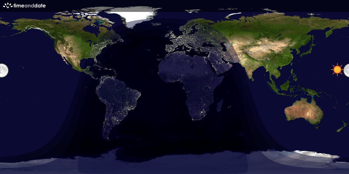 Verdenskart som viser dag og natt 