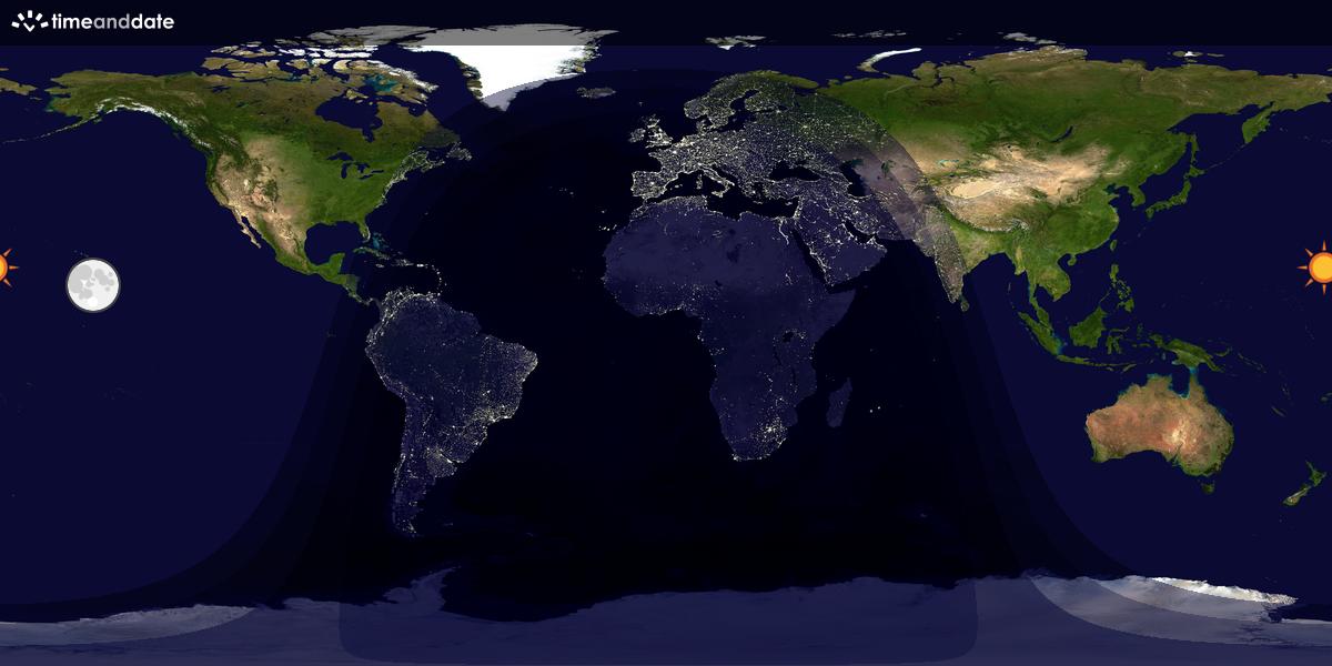 Verdenskart som viser dag og natt 