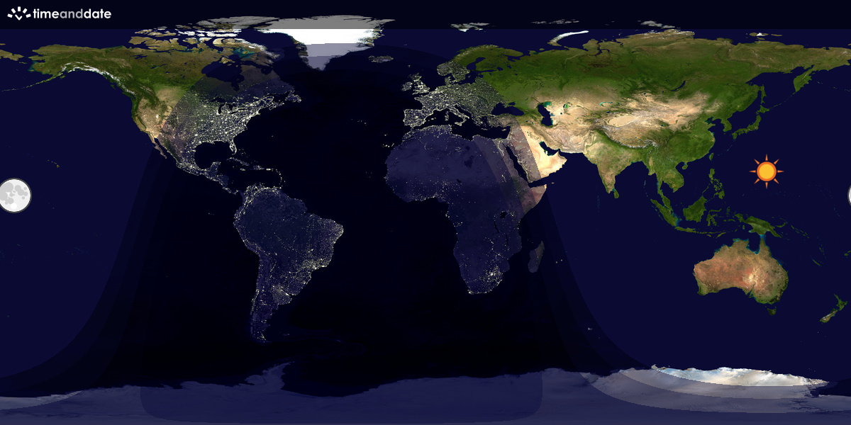 Verdenskart som viser dag og natt 