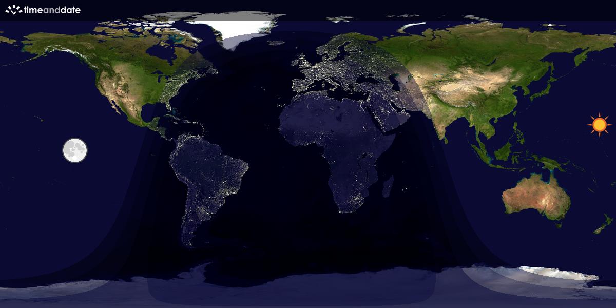 Verdenskart som viser dag og natt 