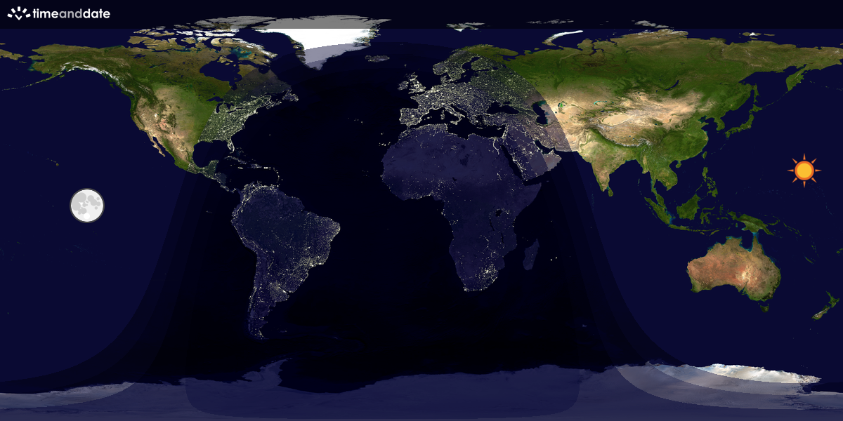 Verdenskart som viser dag og natt 