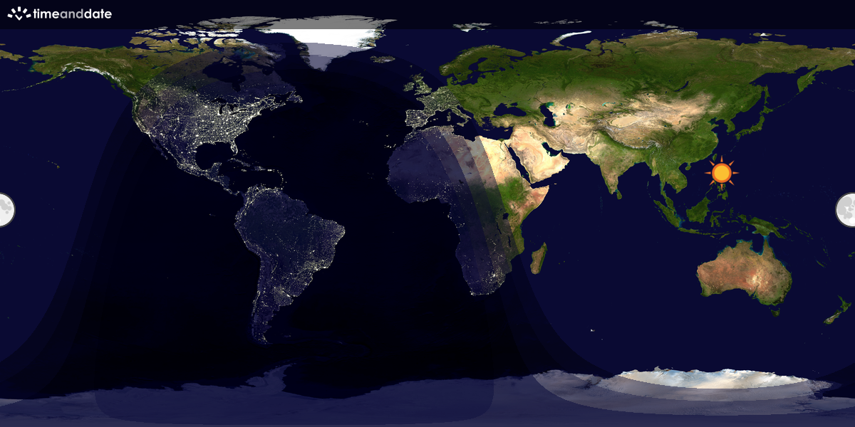 Verdenskart som viser dag og natt 