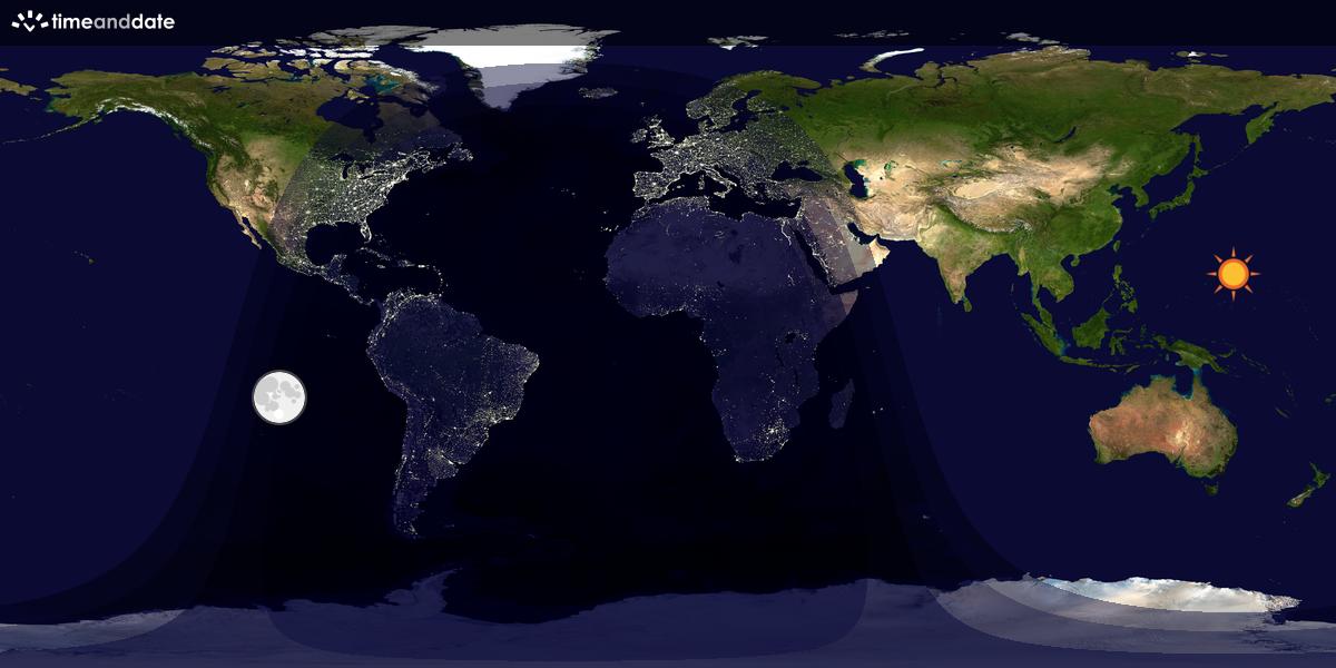 Verdenskart som viser dag og natt 