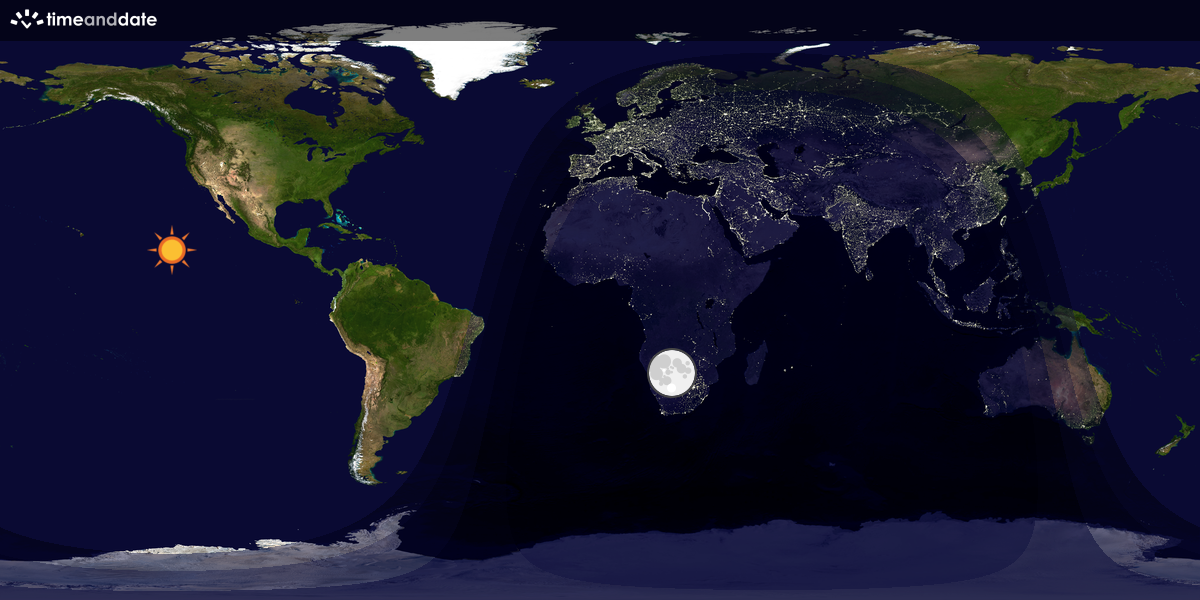 Verdenskart som viser dag og natt 