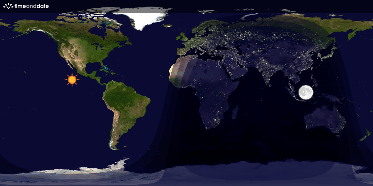 Verdenskart som viser dag og natt 