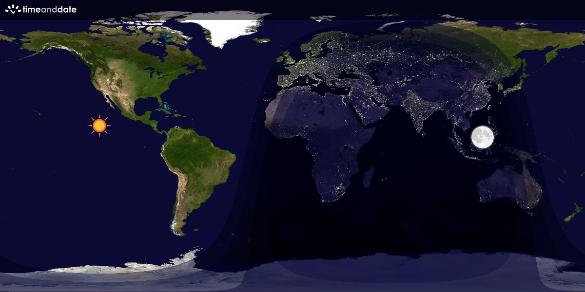 Verdenskart som viser dag og natt 