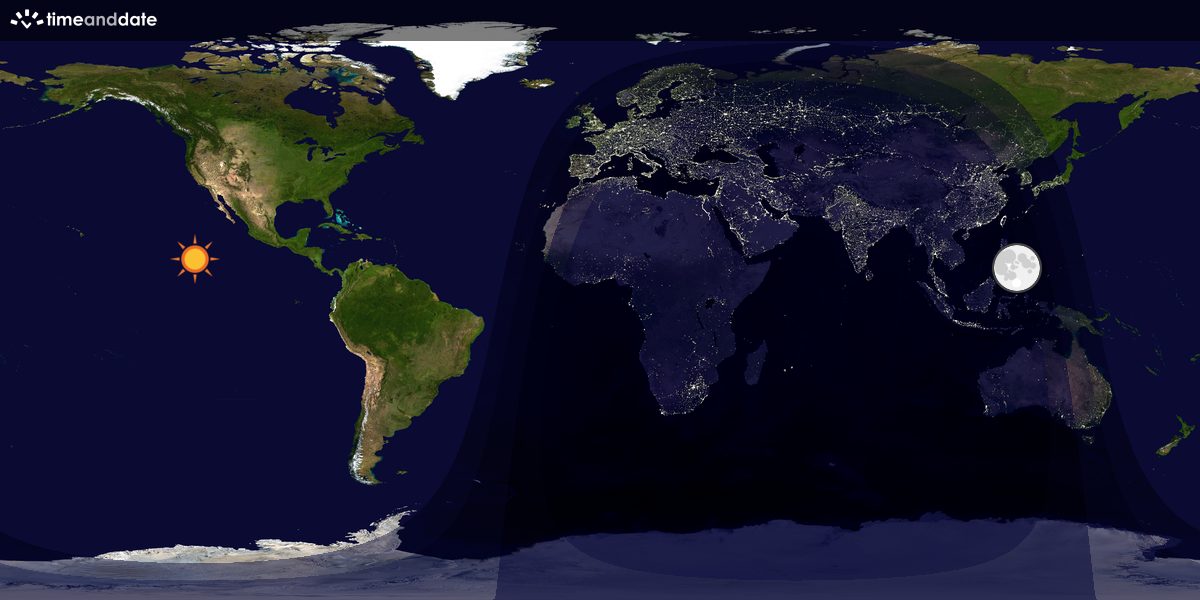 Verdenskart som viser dag og natt 