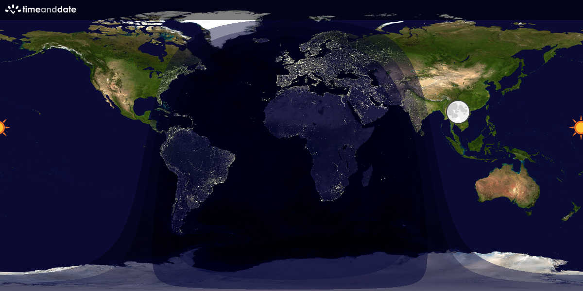 Verdenskart som viser dag og natt 