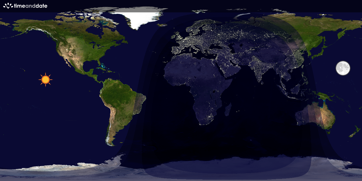 Verdenskart som viser dag og natt 