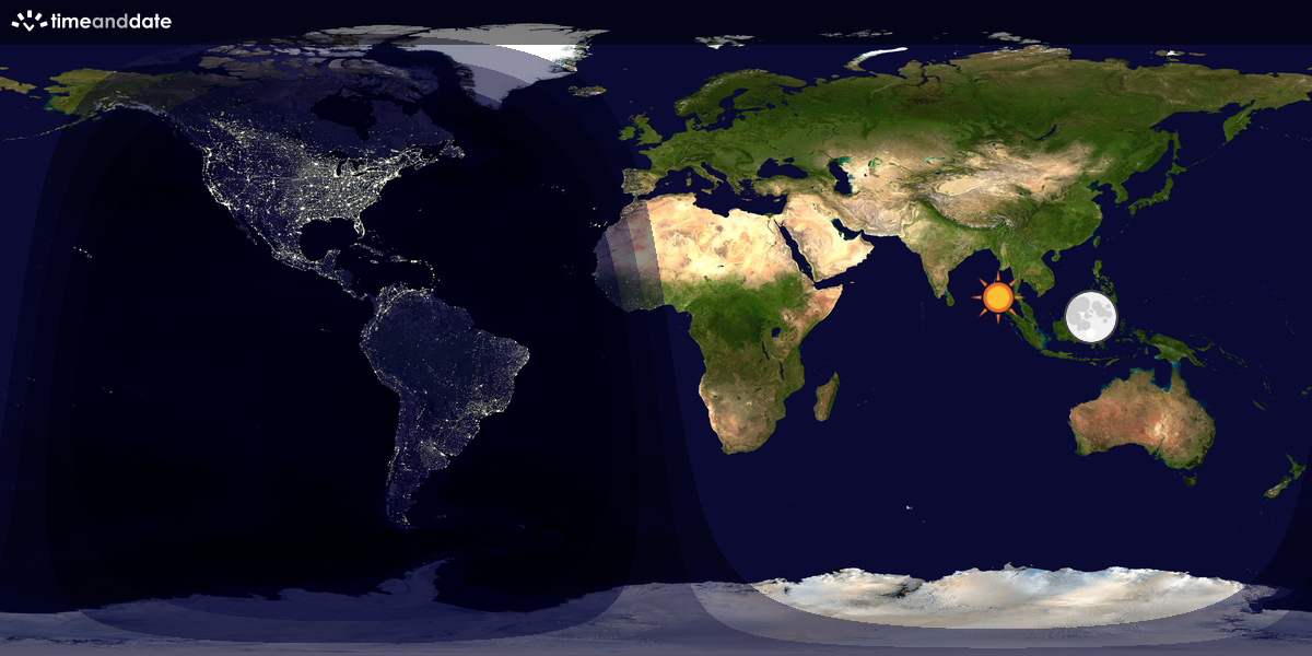 Verdenskart som viser dag og natt 