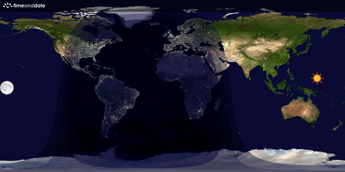 Verdenskart som viser dag og natt 