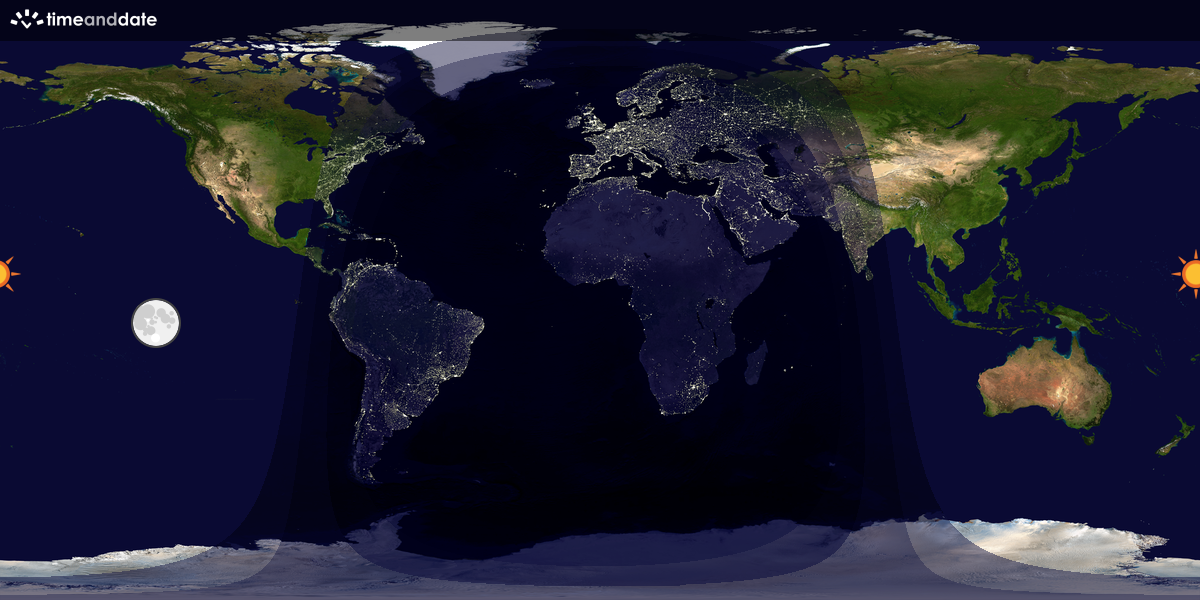 Verdenskart som viser dag og natt 