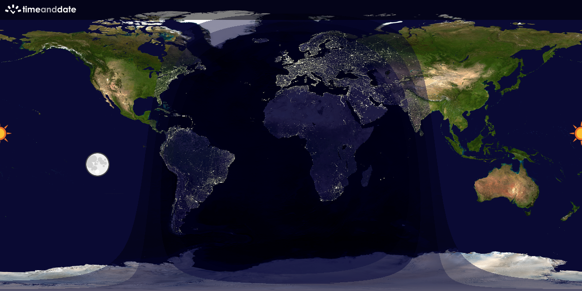 Verdenskart som viser dag og natt 