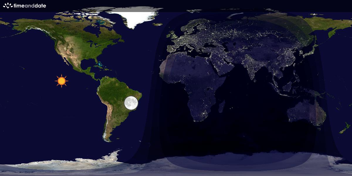 Verdenskart som viser dag og natt 