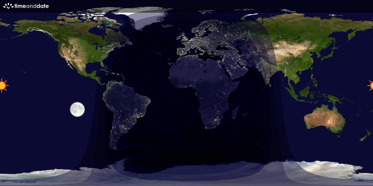 Verdenskart som viser dag og natt 