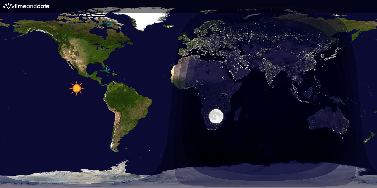 Verdenskart som viser dag og natt 