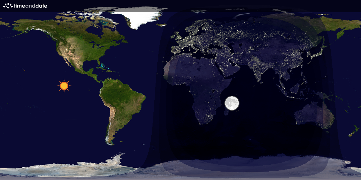 Verdenskart som viser dag og natt 
