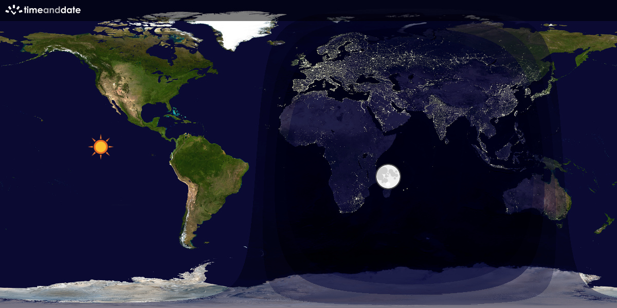 Verdenskart som viser dag og natt 