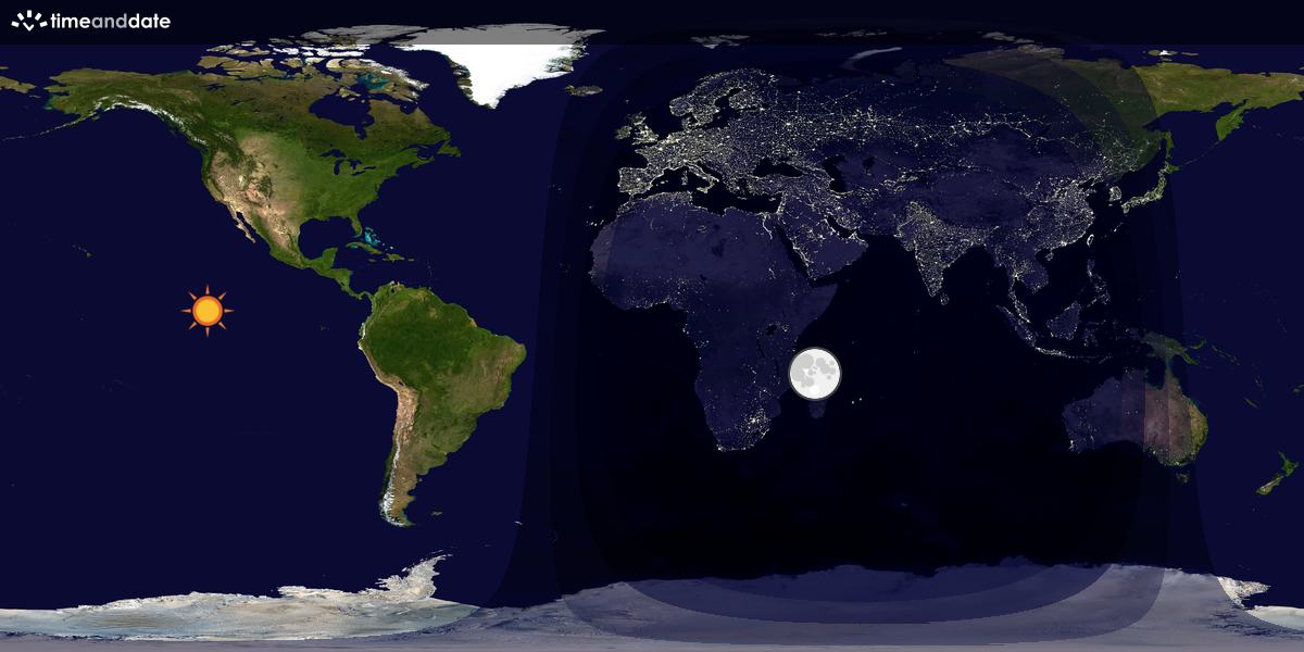 Verdenskart som viser dag og natt 