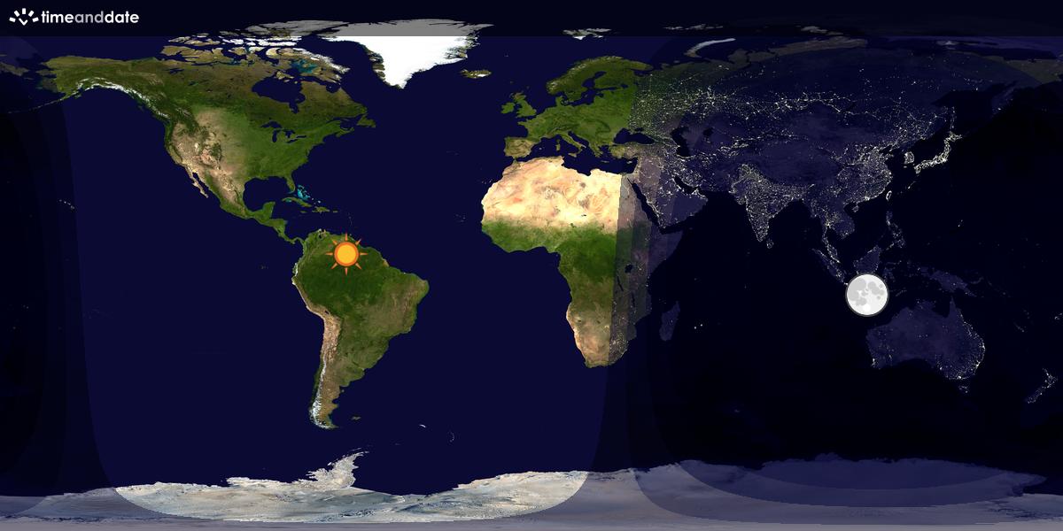 Verdenskart som viser dag og natt 