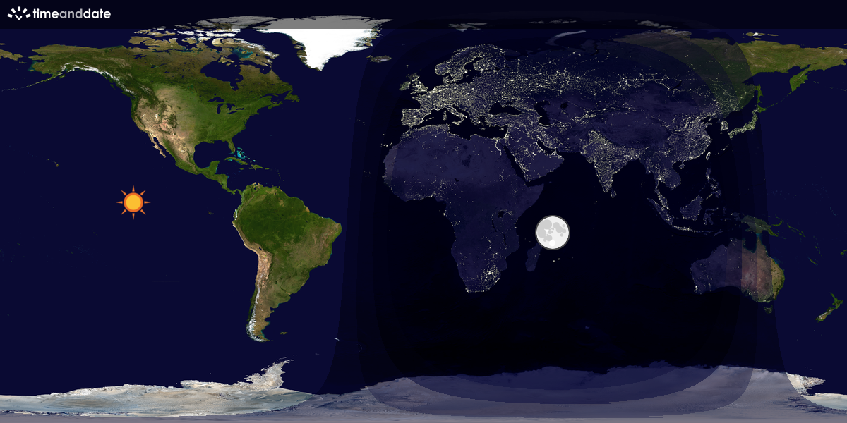Verdenskart som viser dag og natt 