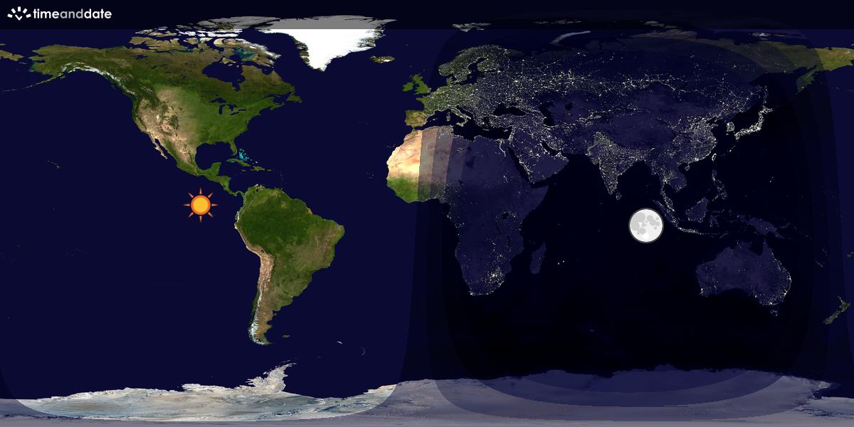 Verdenskart som viser dag og natt 