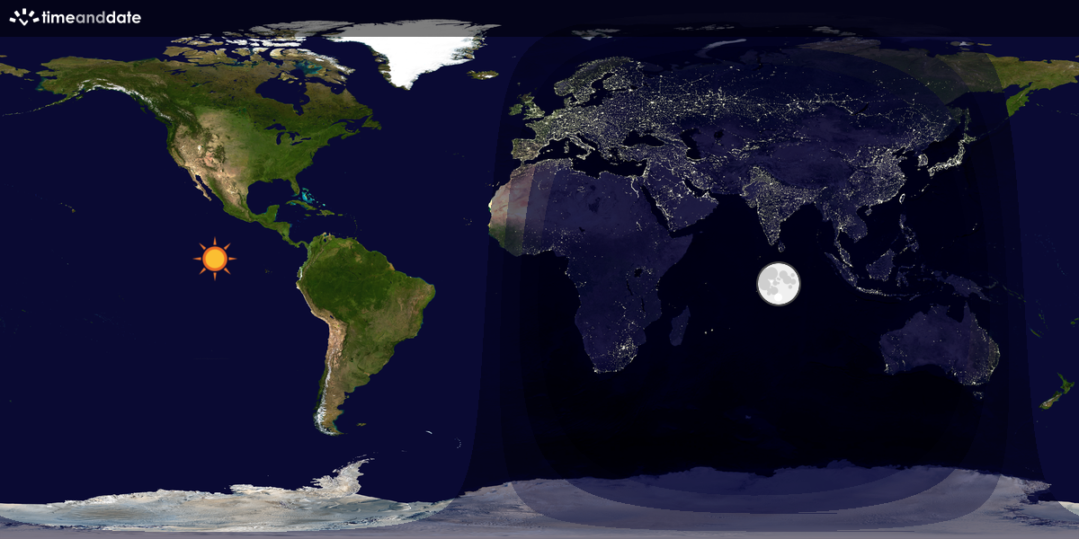 Verdenskart som viser dag og natt 