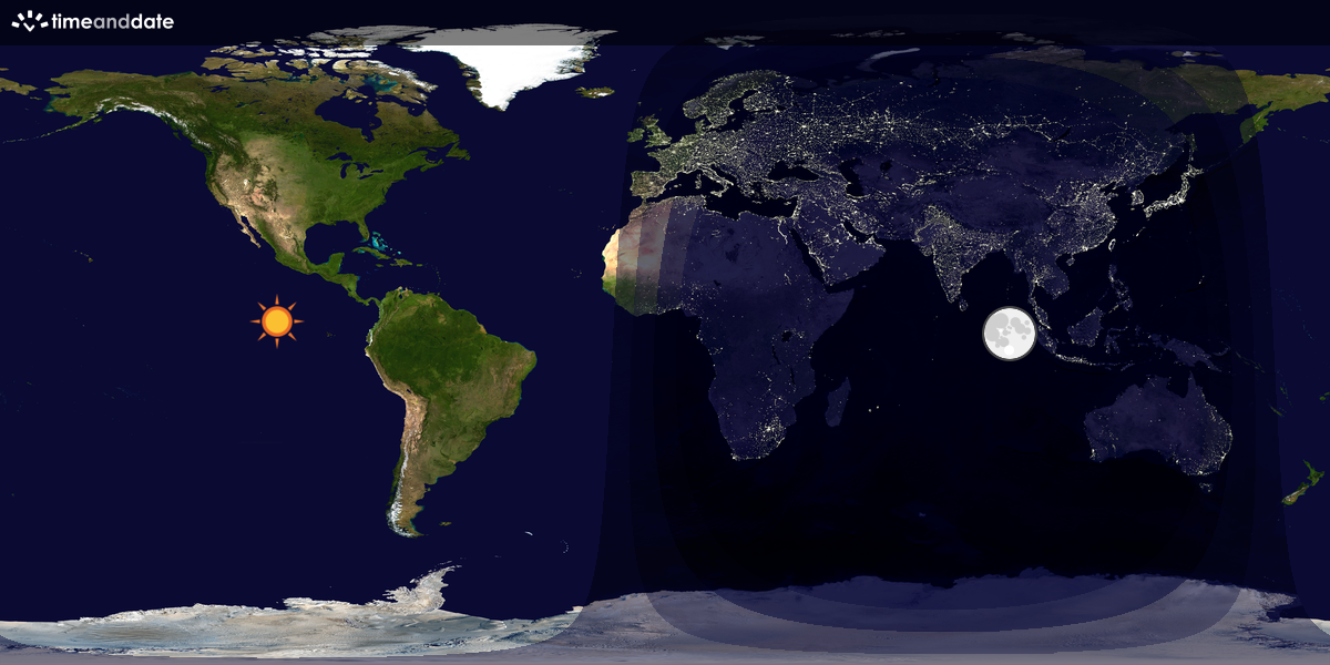 Verdenskart som viser dag og natt 