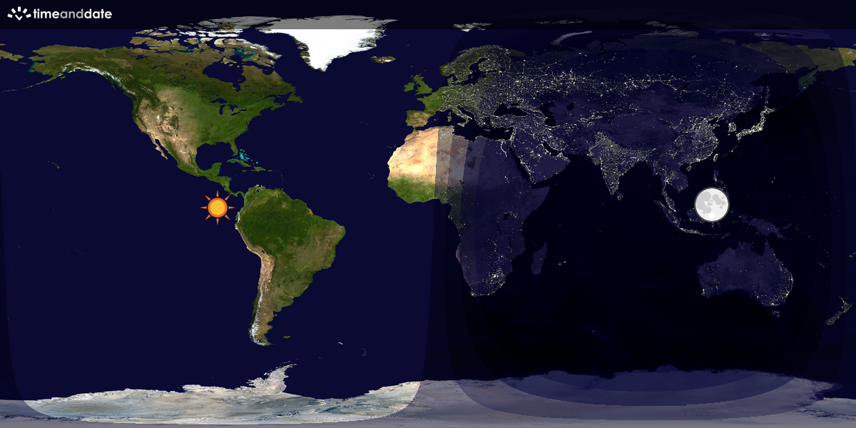 Verdenskart som viser dag og natt 