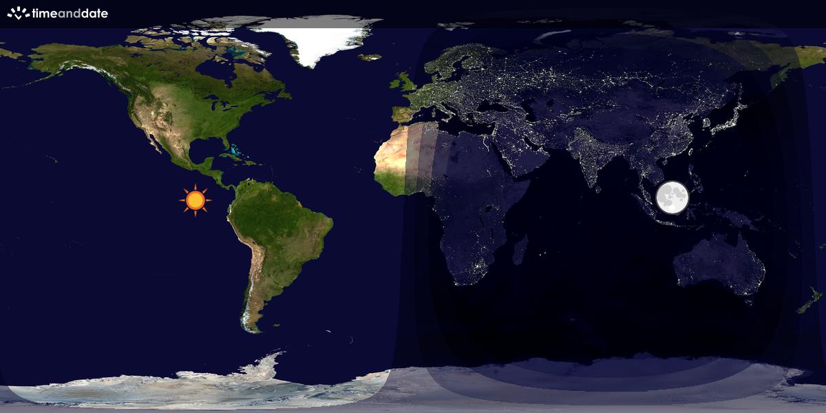 Verdenskart som viser dag og natt 