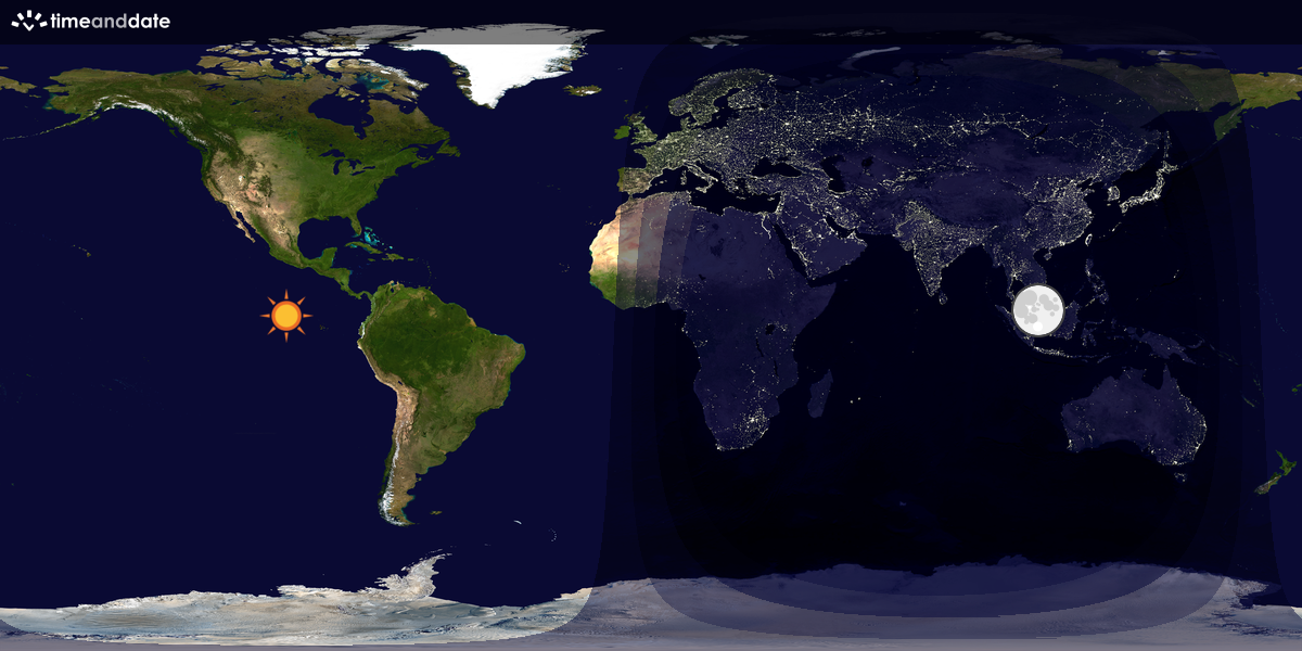 Verdenskart som viser dag og natt 