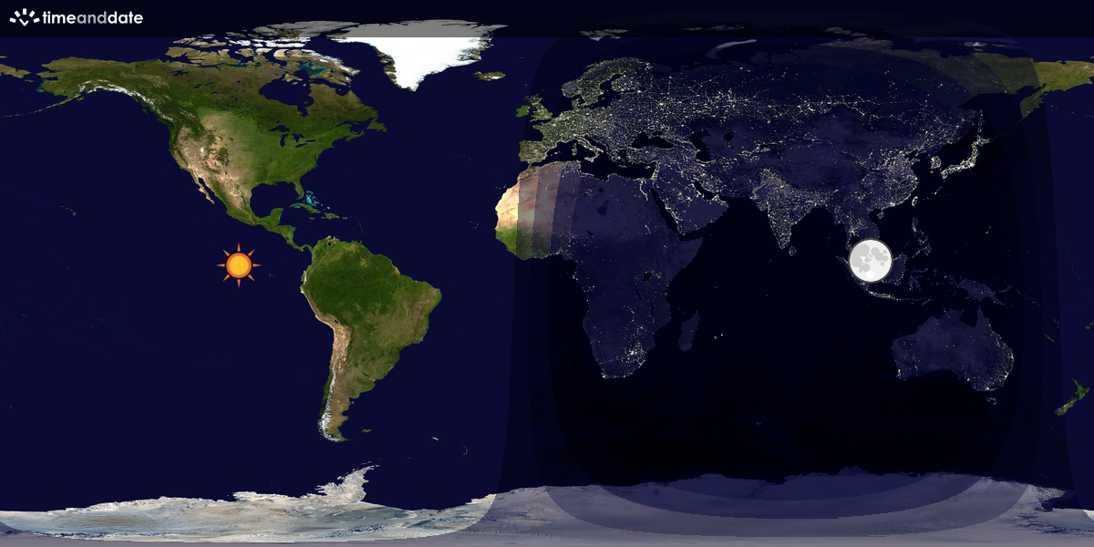 Verdenskart som viser dag og natt 