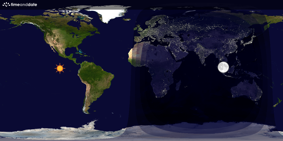 Verdenskart som viser dag og natt 
