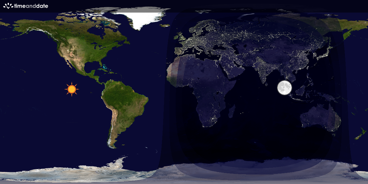 Verdenskart som viser dag og natt 