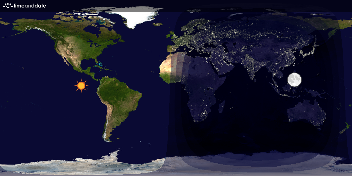 Verdenskart som viser dag og natt 