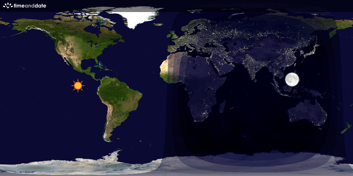 Verdenskart som viser dag og natt 