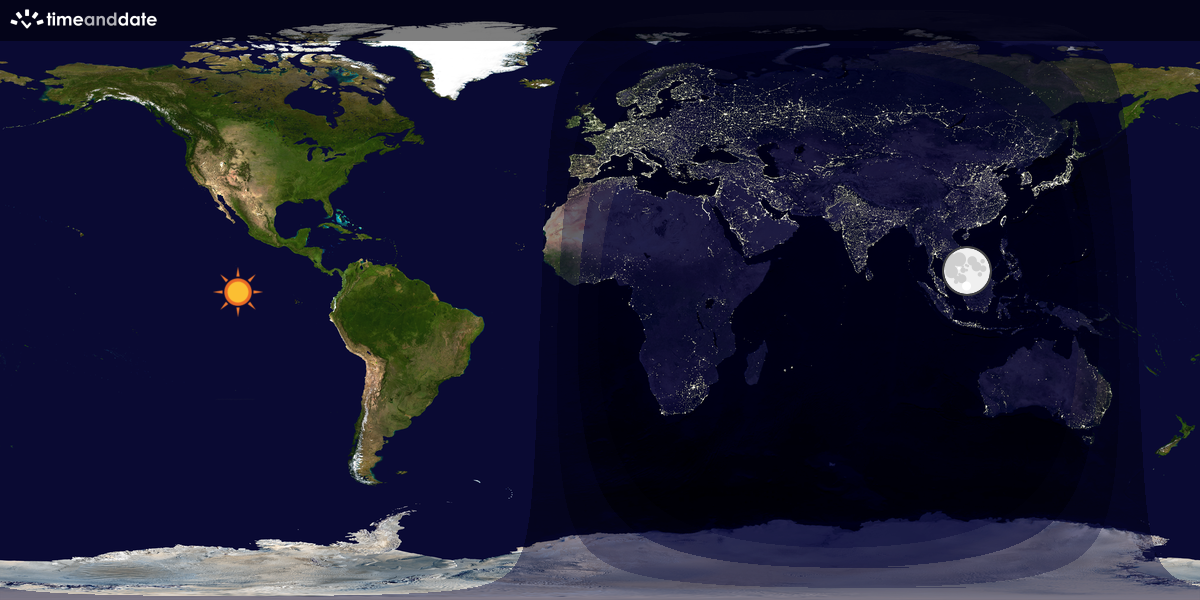 Verdenskart som viser dag og natt 