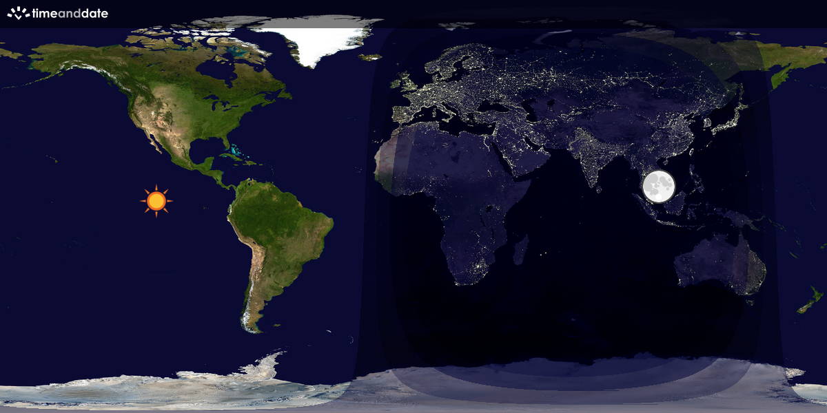 Verdenskart som viser dag og natt 