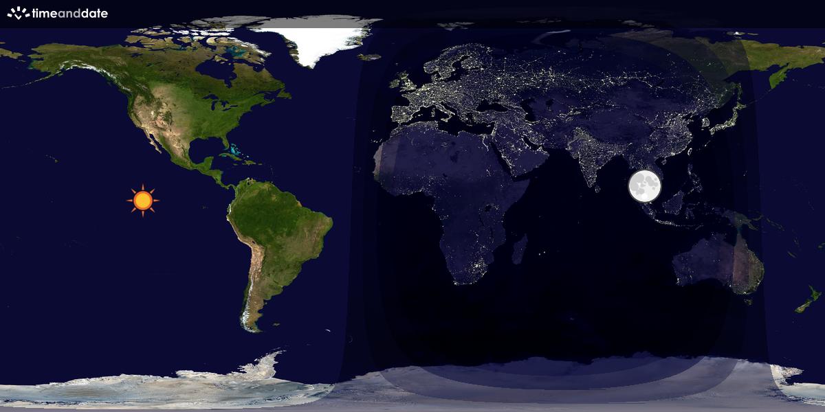 Verdenskart som viser dag og natt 