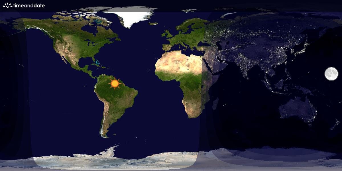 Verdenskart som viser dag og natt 