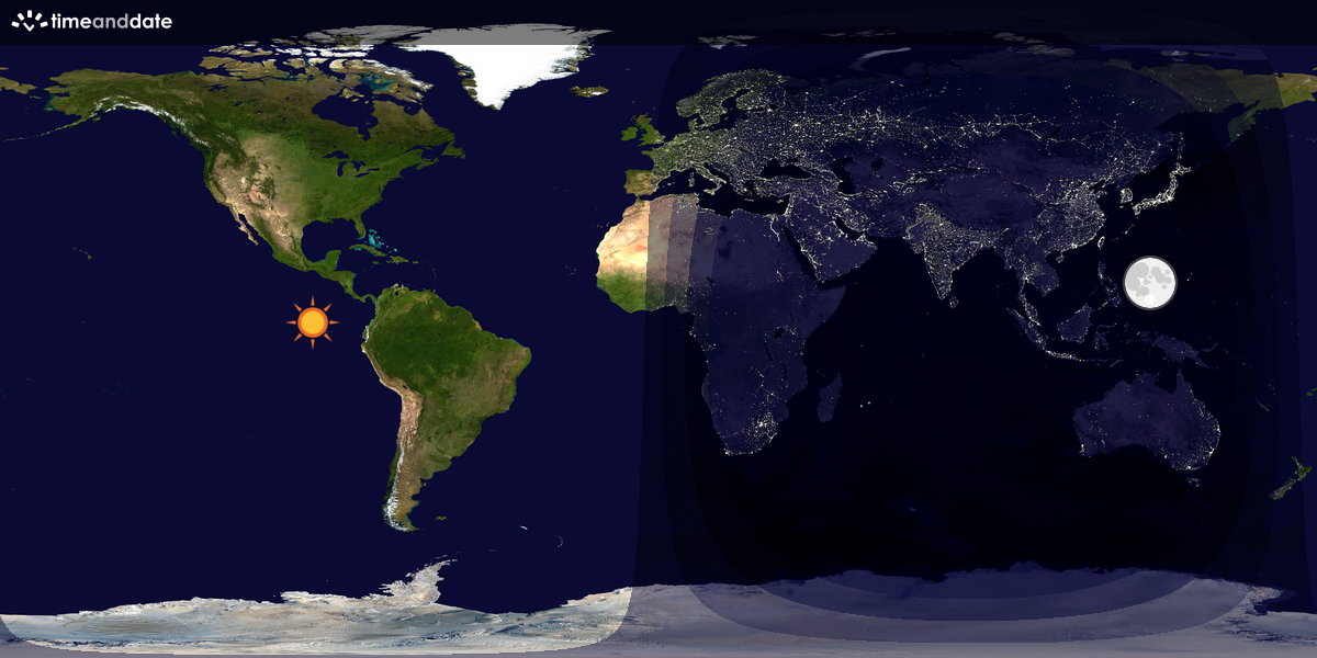 Verdenskart som viser dag og natt 