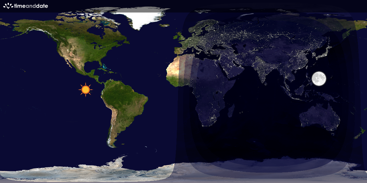 Verdenskart som viser dag og natt 
