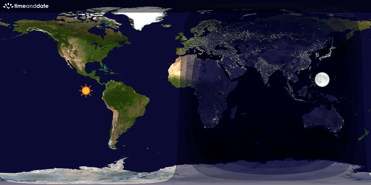 Verdenskart som viser dag og natt 