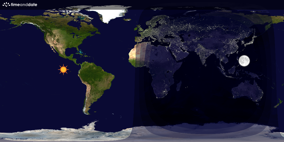 Verdenskart som viser dag og natt 