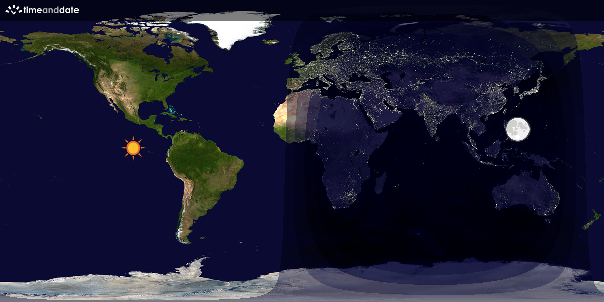 Verdenskart som viser dag og natt 