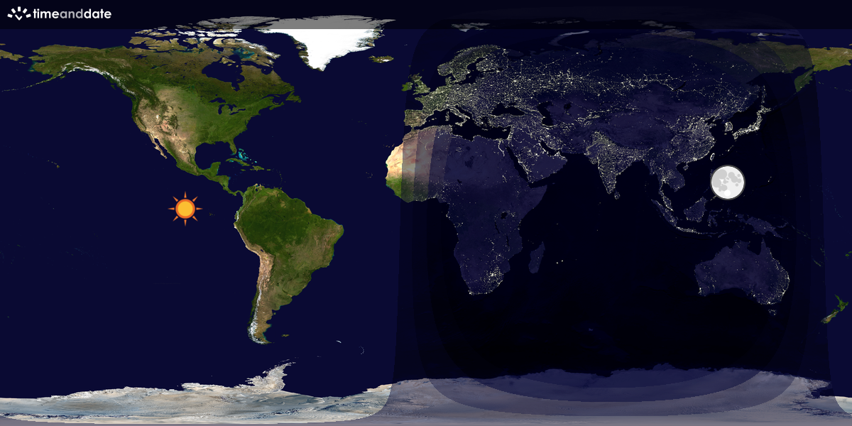 Verdenskart som viser dag og natt 