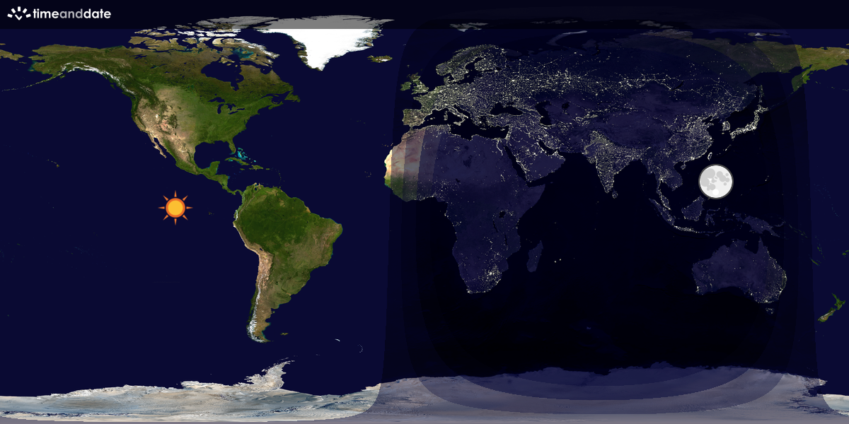 Verdenskart som viser dag og natt 