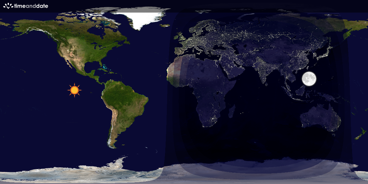 Verdenskart som viser dag og natt 