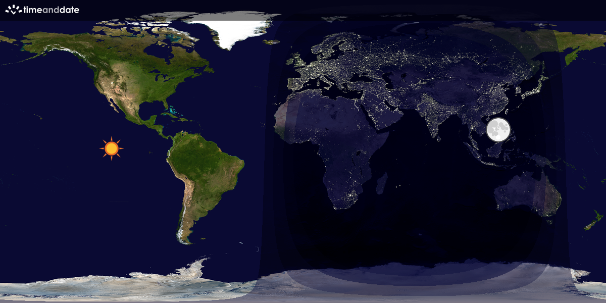 Verdenskart som viser dag og natt 