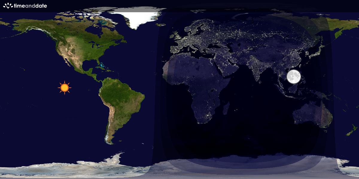 Verdenskart som viser dag og natt 